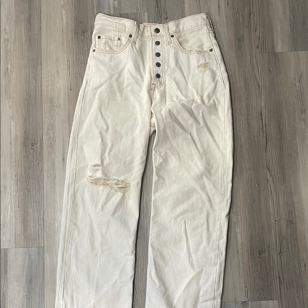 Levi’s Strauss & co Cream  High-Waisted Distressed Jeans